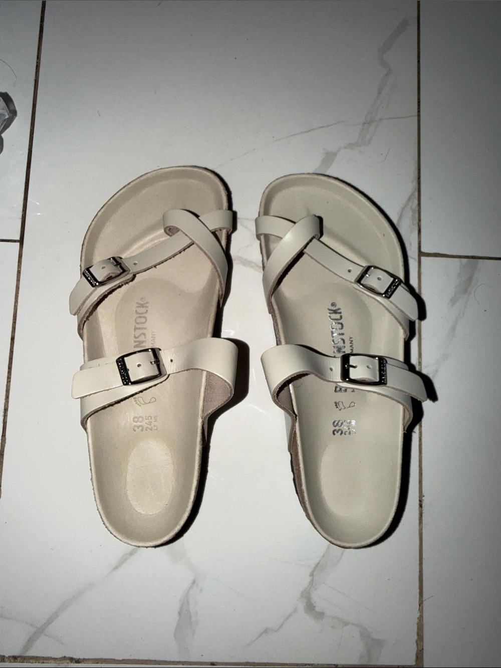 Birkenstock Kids Cream Double-Strap Buckle Sandals